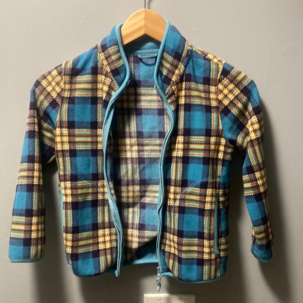 Uni Qlo blue and gold pattern jacket